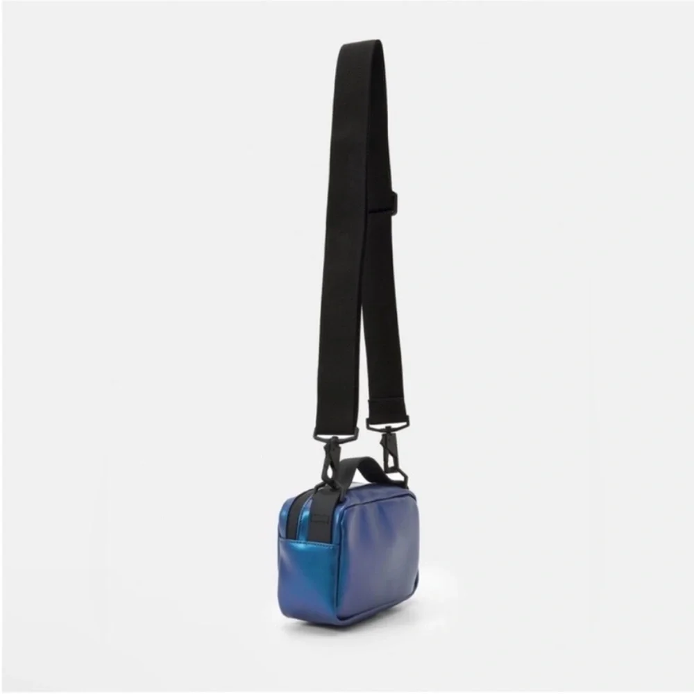 RAINS micro box Blue laser Crossbody Bag
